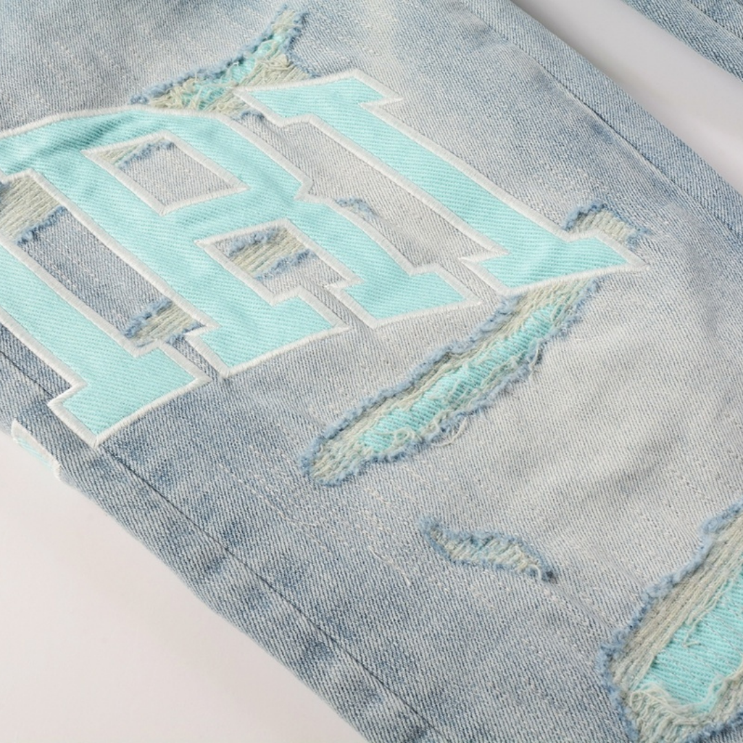 Amr Light Blue Patch Jeans Azul 2
