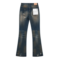 Purple Flared Jeans Lavado Claro Roturas
