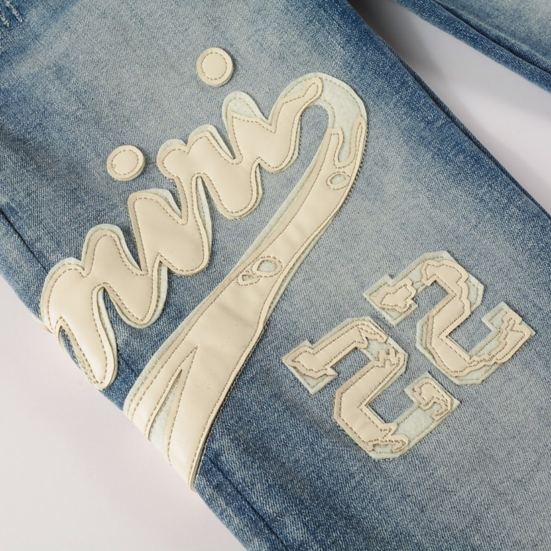 Amr White Logo Jeans Blanco