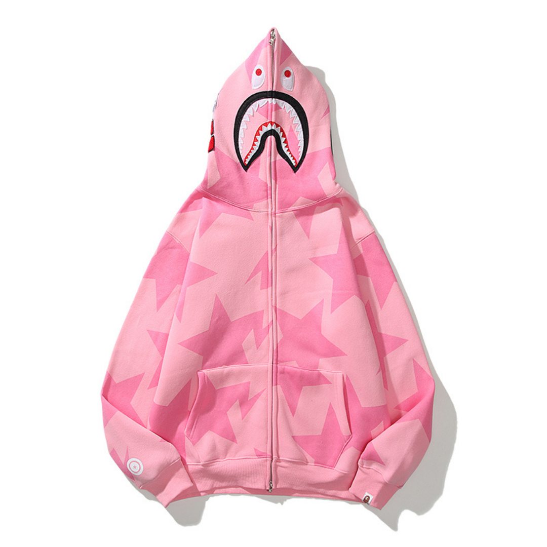 Bape Shark Hoodie Estrellas Rosa