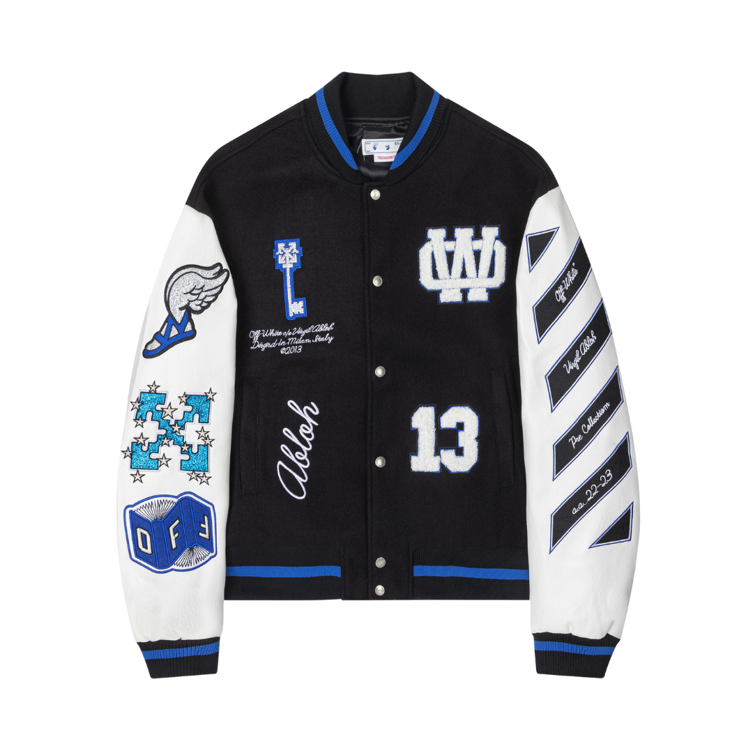 Off-White Off-W Varsity Jacket Negro Blanco 2