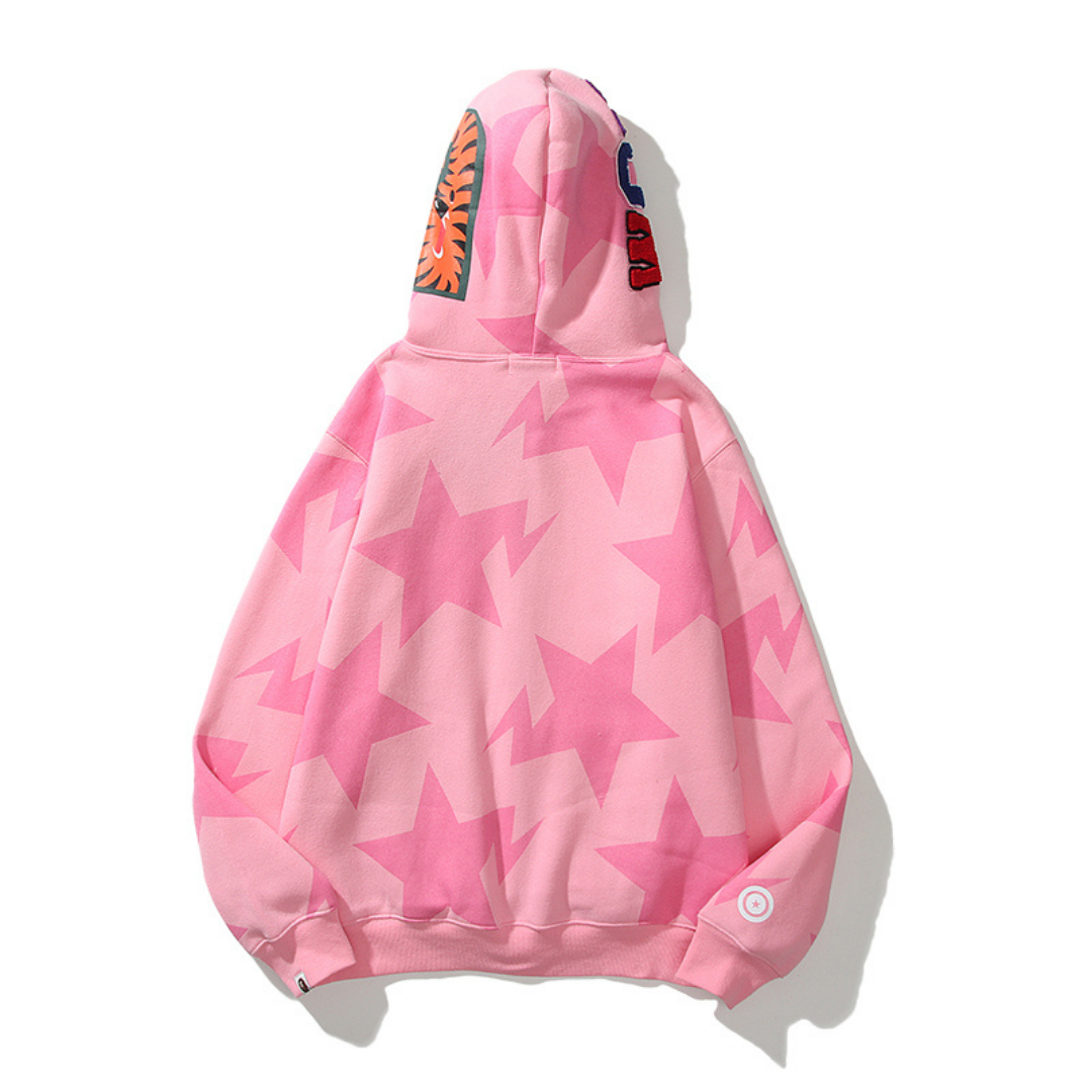 Bape Shark Hoodie Estrellas Rosa
