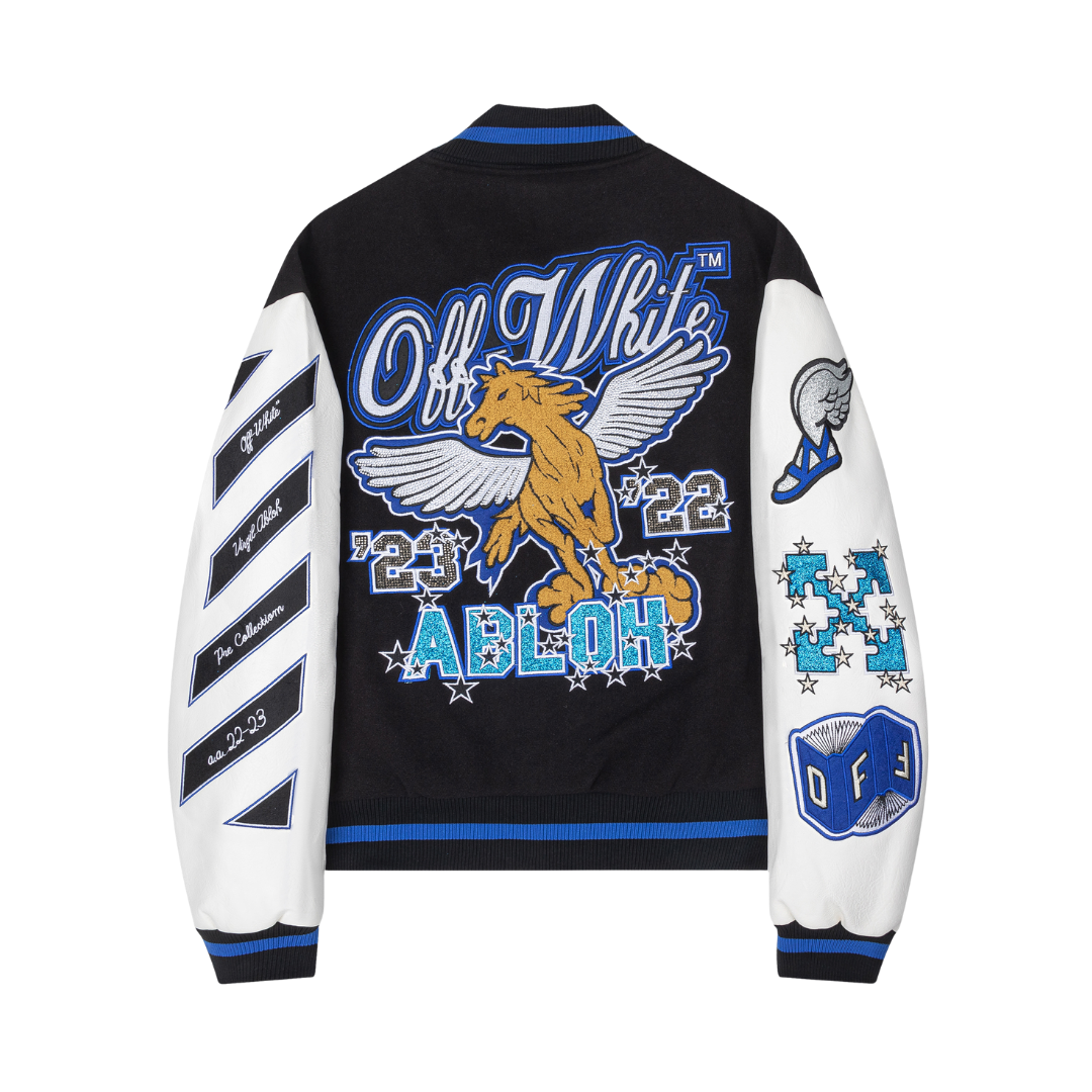 Off-White Off-W Varsity Jacket Negro Blanco 2
