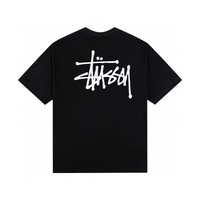 Camiseta Stussy Negro Negro Logo Blanco