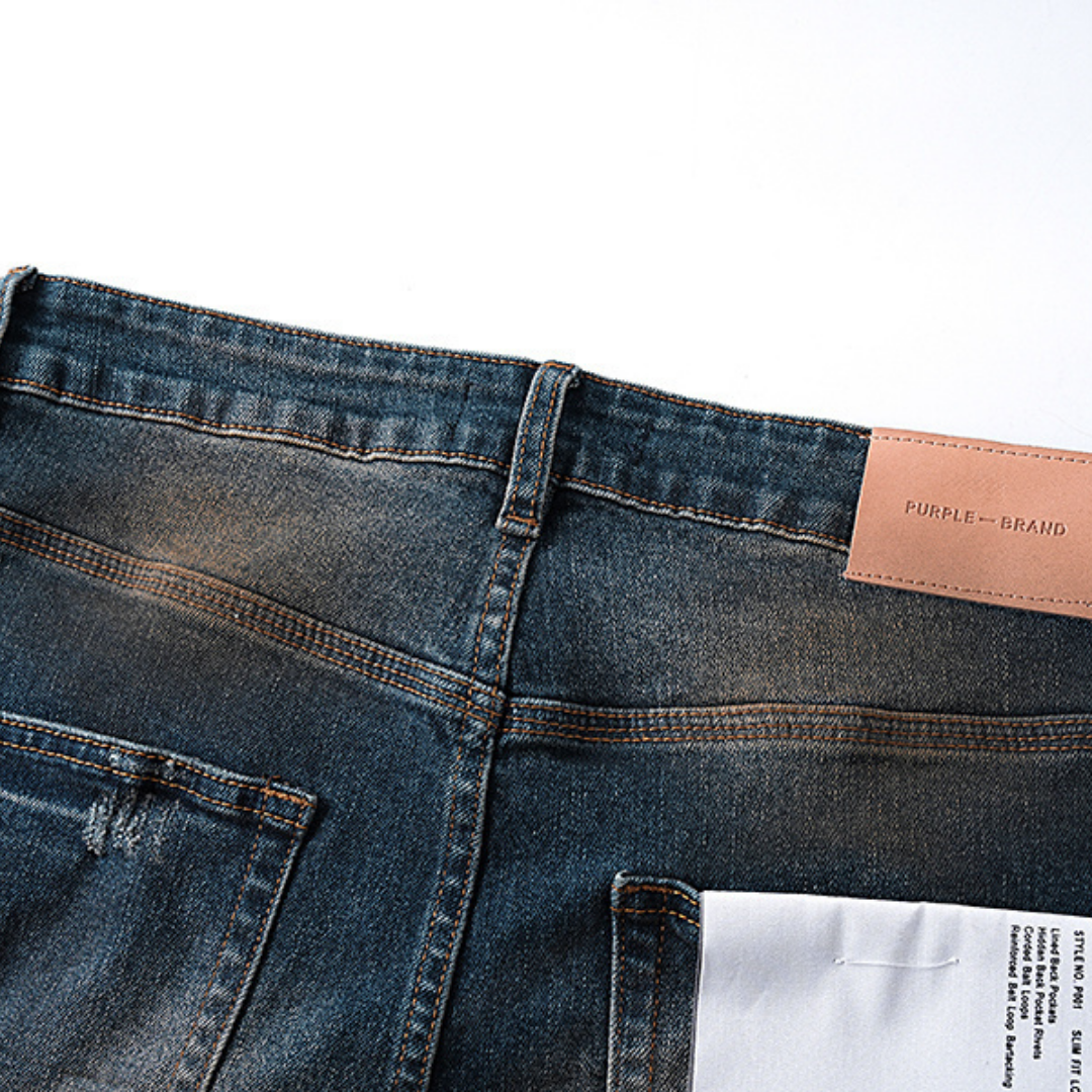 Purple Flared Jeans Lavado Claro Roturas