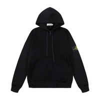 Buzo Stone Island Negro Negro Logo Verde