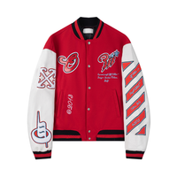 Off-White Off-W Varsity Jacket Coral Blanco Diagonales