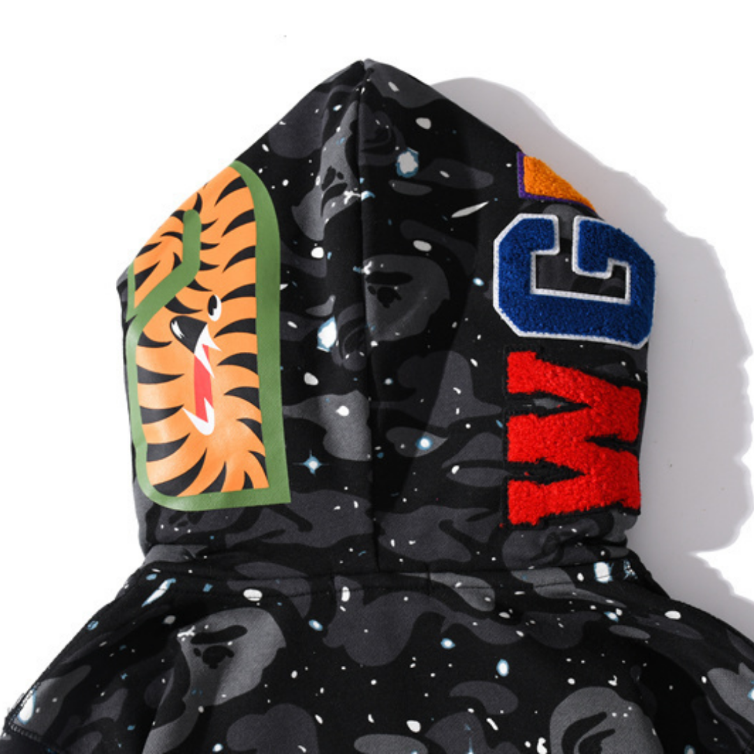Bape Zip Hoodie Camo Negro Blanco Rojo