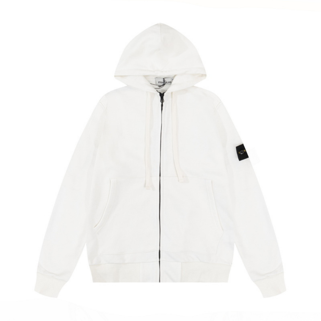 Buzo Stone Island Blanco Claro Blanco Bandas