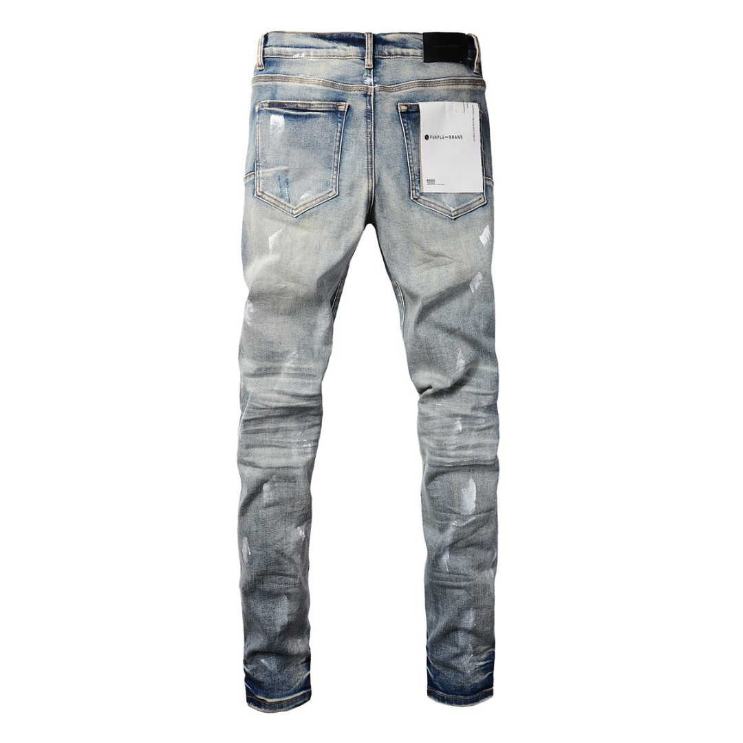 Purple Ripped Paint Jeans