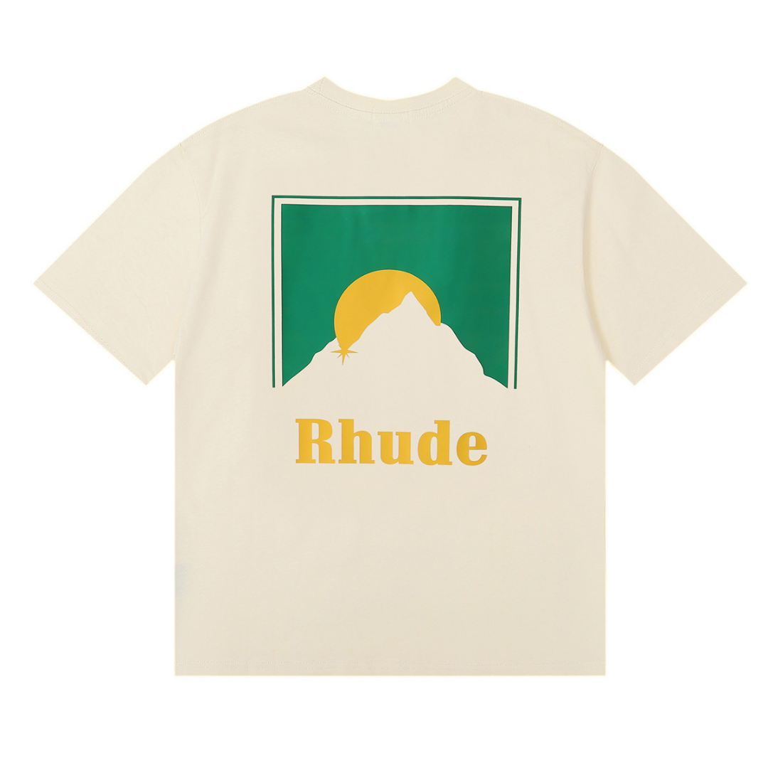 Camiseta Rh*de Blanco Blanco Montaña Sol Verde