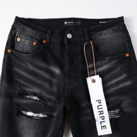 Purple Gradient Black Jeans Liso Negro Roturas