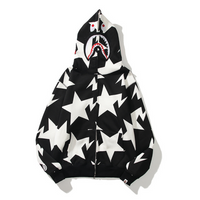 Bape Shark Hoodie Estrellas Negro