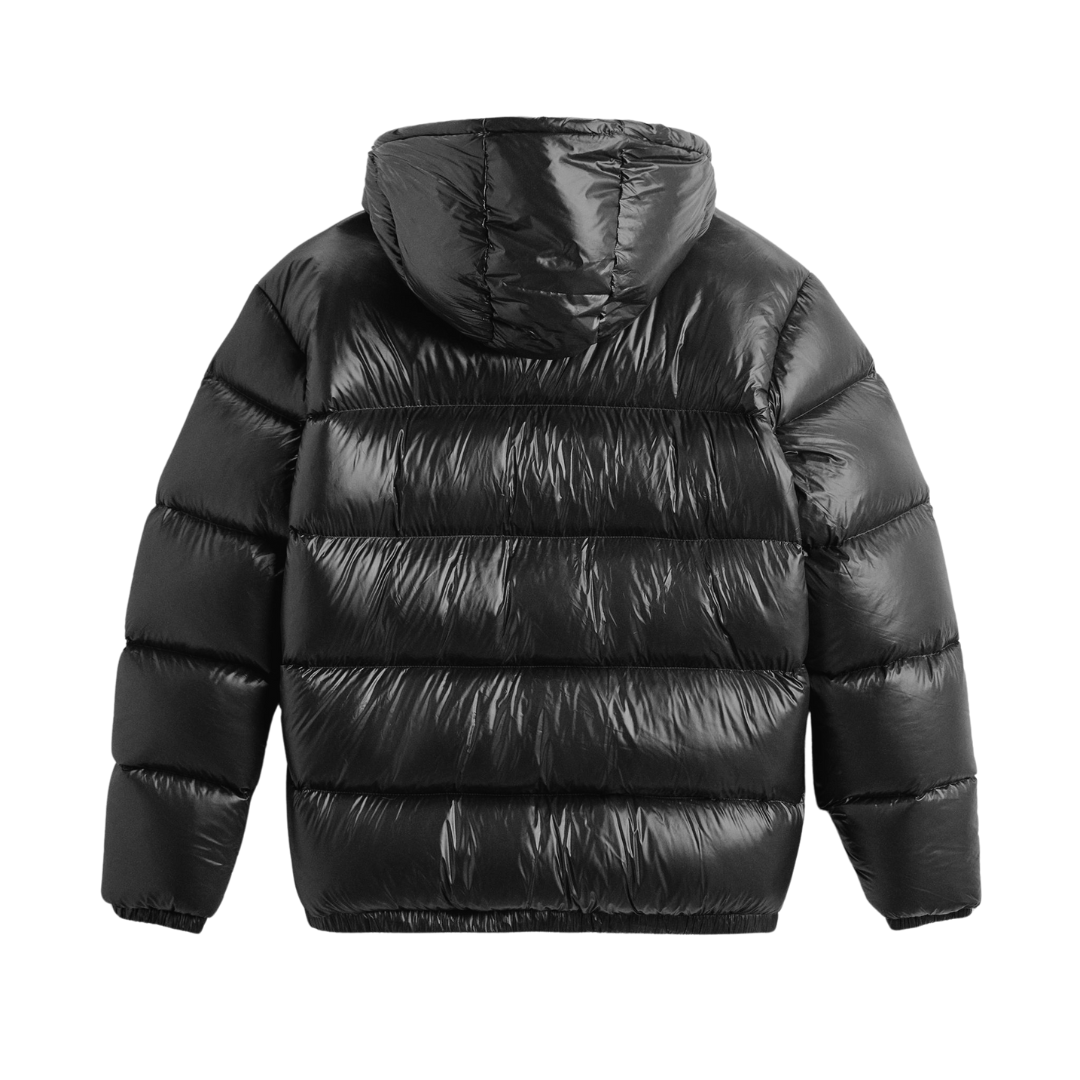 Black Shiny Jacket Negro Logo Blanco