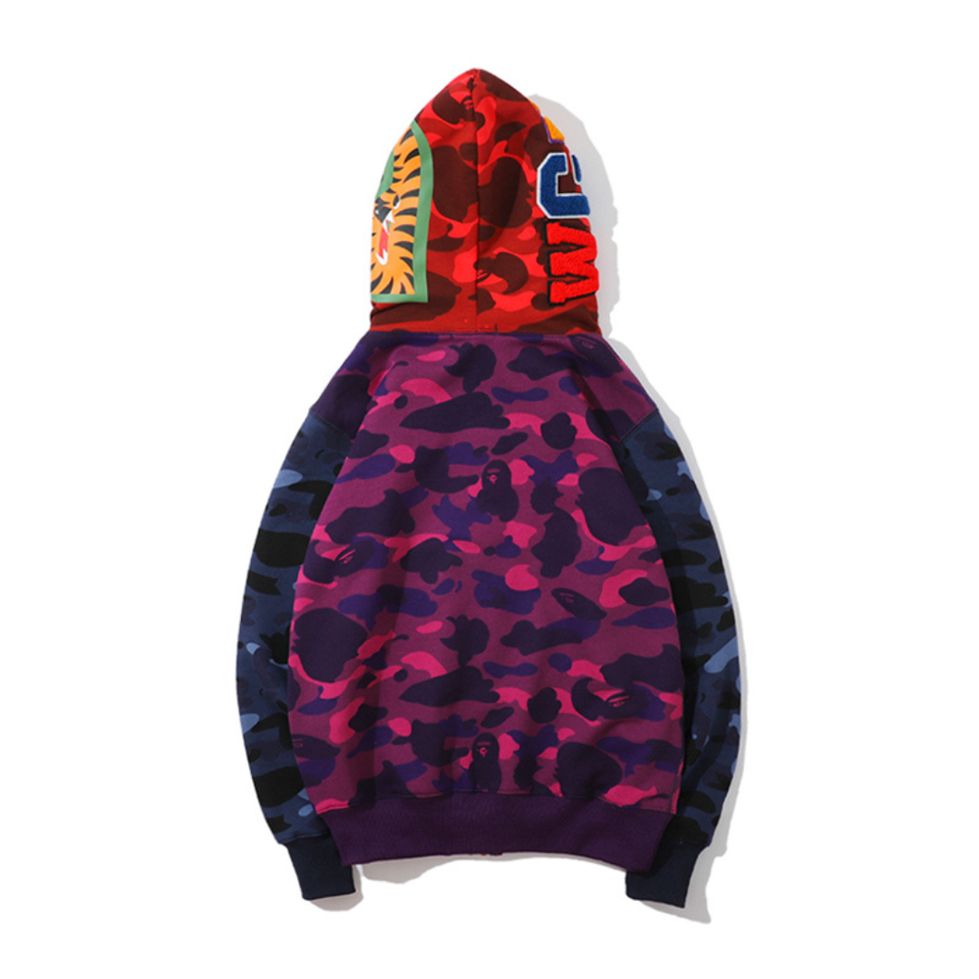 Bape Zip Hoodie Camo Rojo Shark