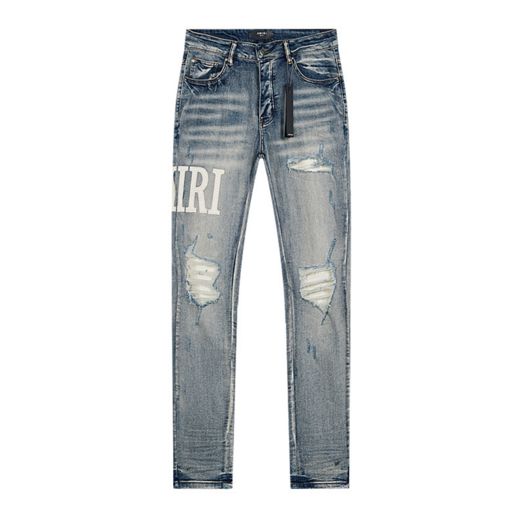 Amr White Logo Jeans Blanco 2