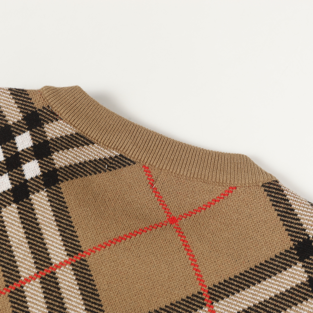 Monogram Sweater Tartan Beige Blanco