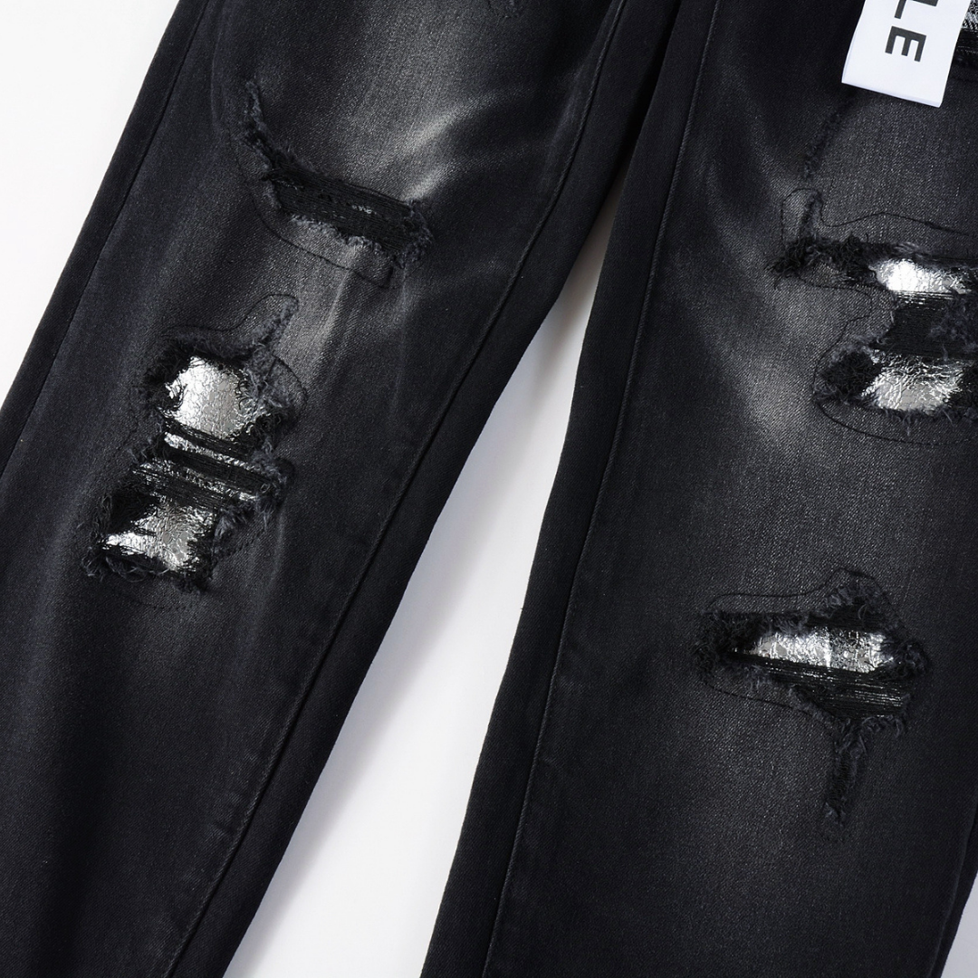 Purple Gradient Black Jeans Liso Negro Roturas