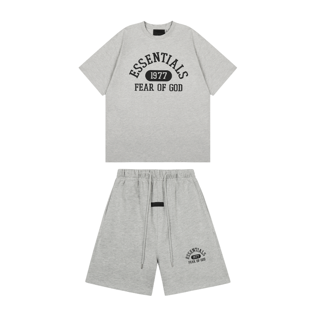 Essentials Short Set Lavado Claro Logo Negro