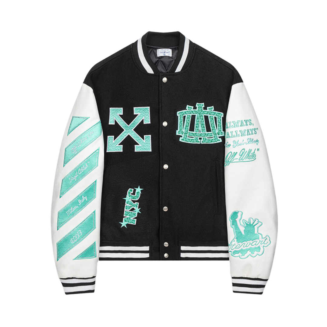 Off-White Off-W Varsity Jacket Negro Verde