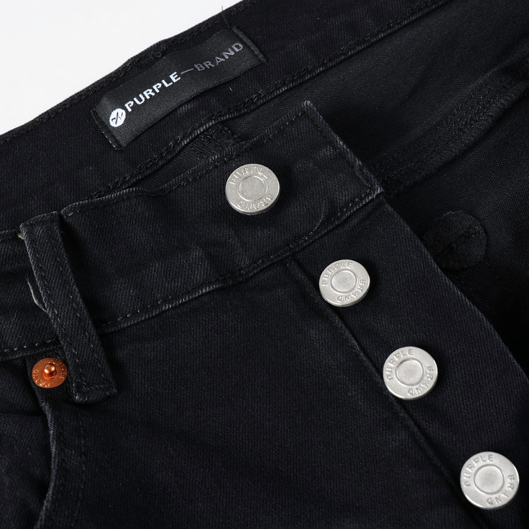 Purple Gradient Black Jeans Liso Negro Roturas