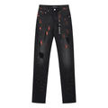 Purple Distressed Paint Jeans