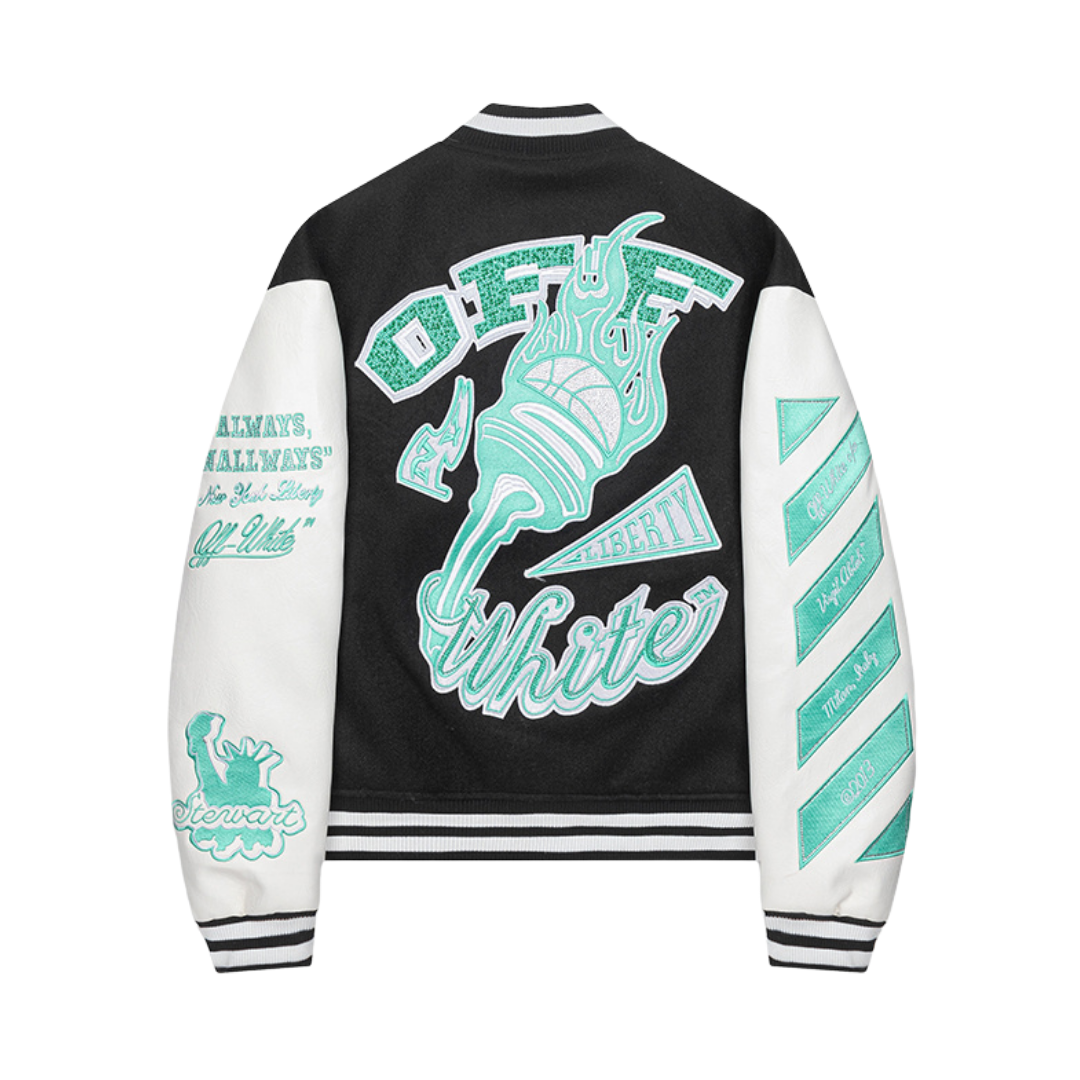Off-White Off-W Varsity Jacket Negro Verde