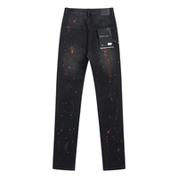 Purple Distressed Paint Jeans Estrellas Negro Blanco
