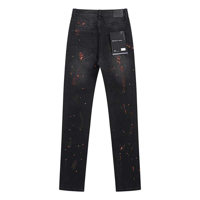 Purple Distressed Paint Jeans