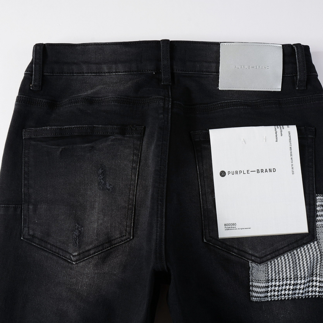 Purple Gradient Black Jeans Liso Negro Roturas