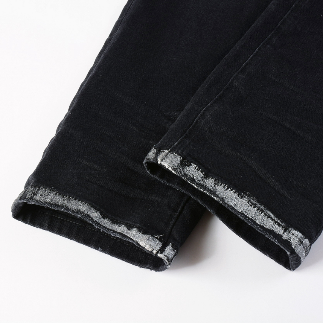 Purple Gradient Black Jeans Liso Negro Roturas