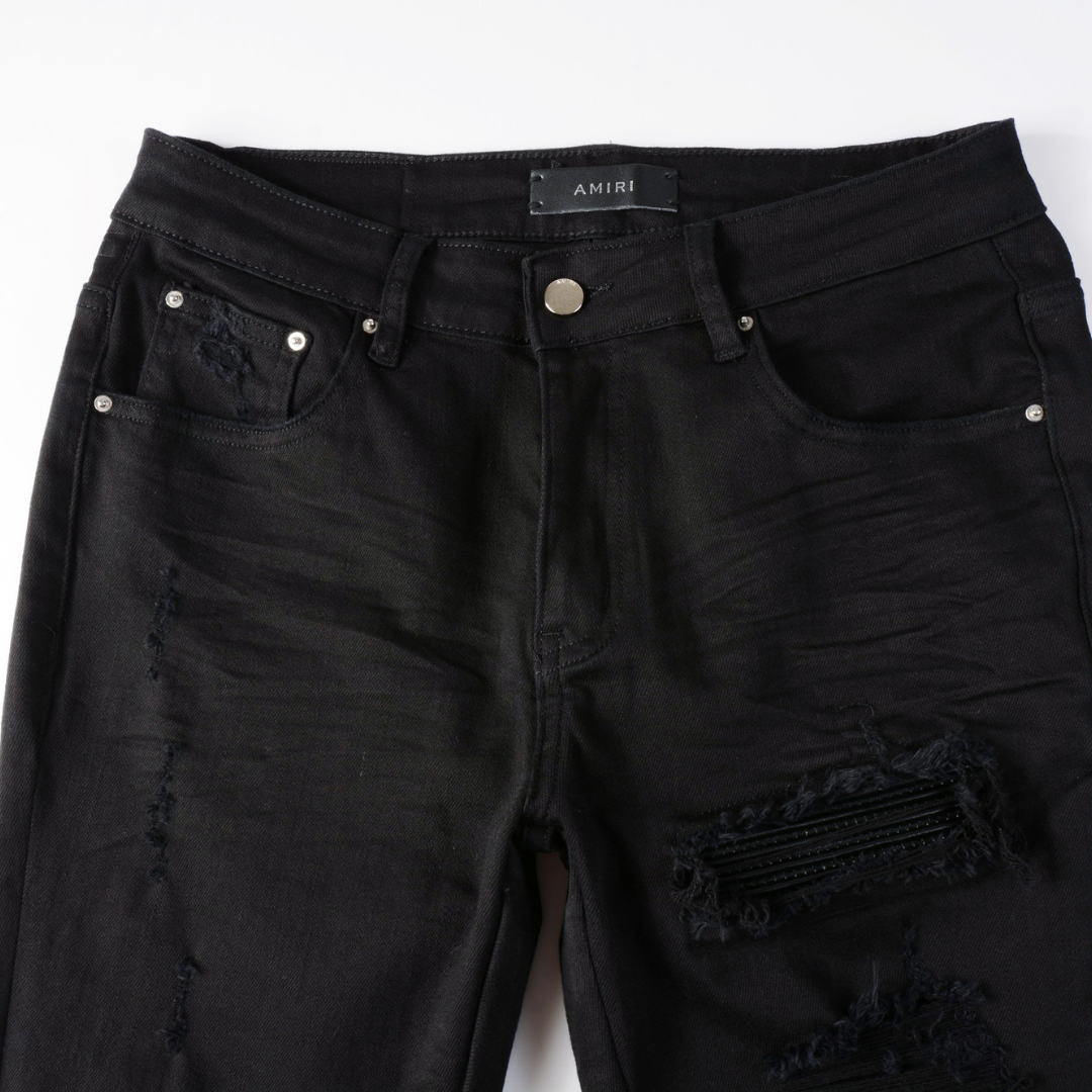 Amr Black Patch Jeans Negro 2