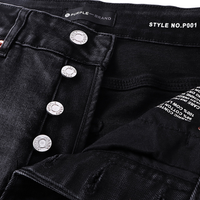Purple Distressed Paint Jeans Estrellas Negro Blanco