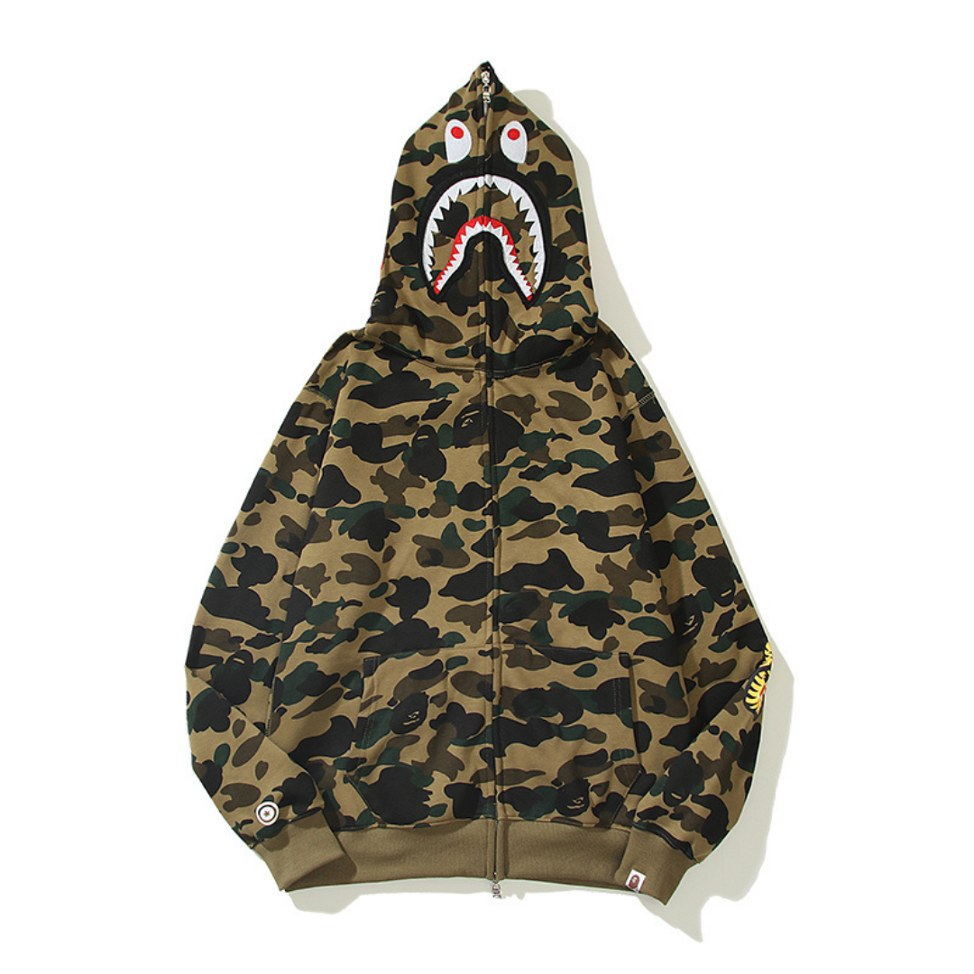 Bape Zip Hoodie Camo Verde Shark