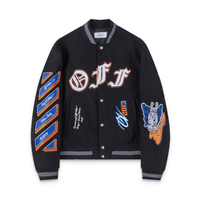 Off-White Off-W Varsity Jacket Negro Logo Blanco