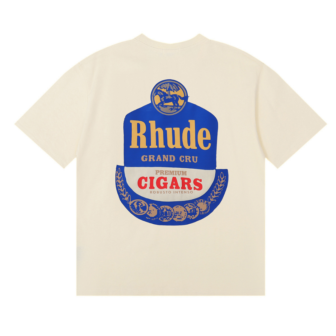 Camiseta Rh*de Blanco Azul Logo Dorado