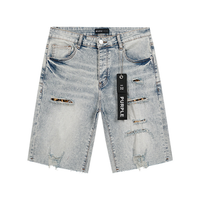 Purple Shorts Lavado Claro Roturas 4