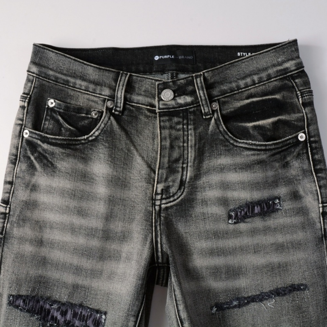 Purple Grey Ripped Jeans Lavado Claro Roturas 2