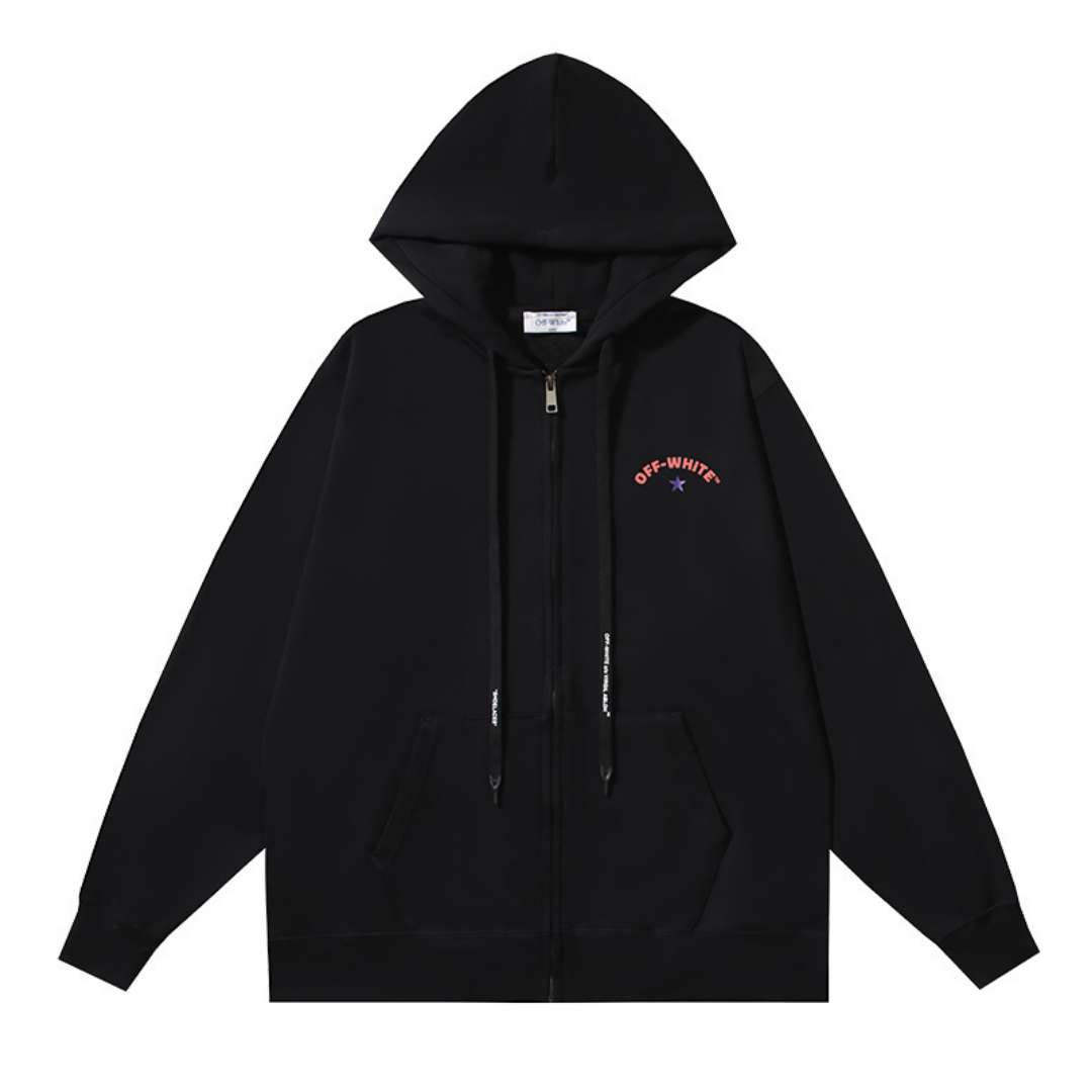 Off-White Off-W Monogram Zip Hoodie - Negro Camo Negro Azul