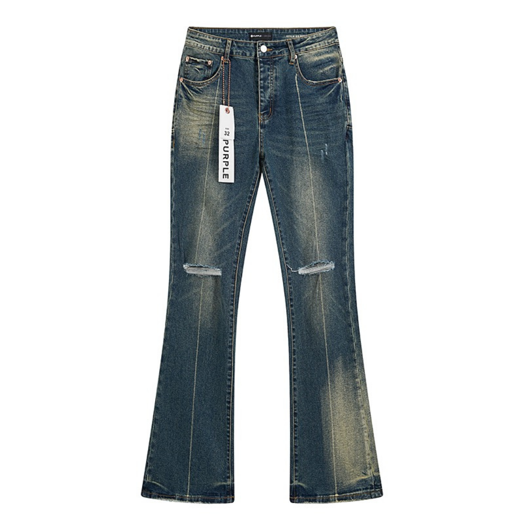 Purple Flared Jeans Azul Desgaste
