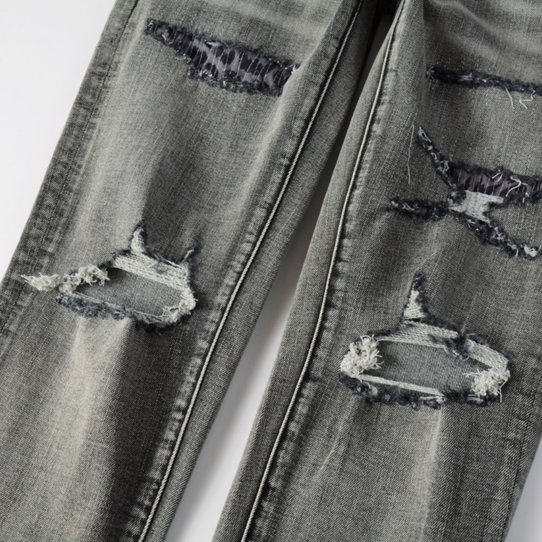 Purple Grey Ripped Jeans Lavado Claro Roturas 2