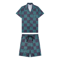 Monogram Short Set Check Azul Verde