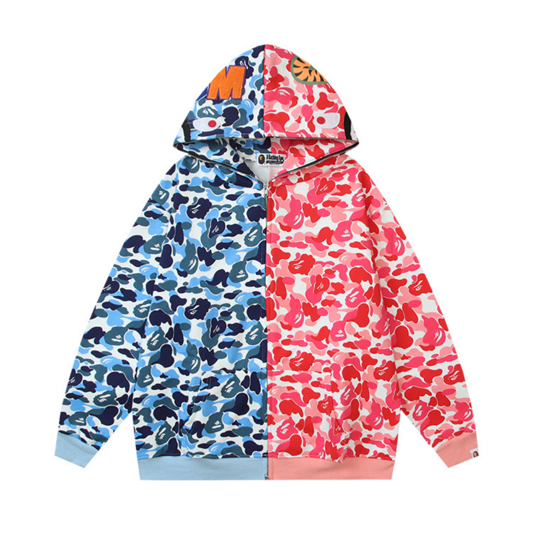 Bape Zip Hoodie Camo Azul Rosa