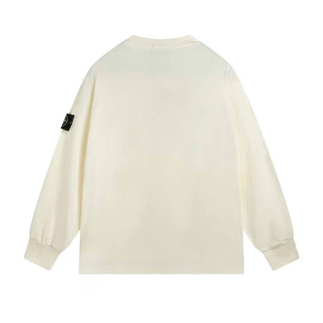 Buzo Stone Island Beige Blanco Logo Negro