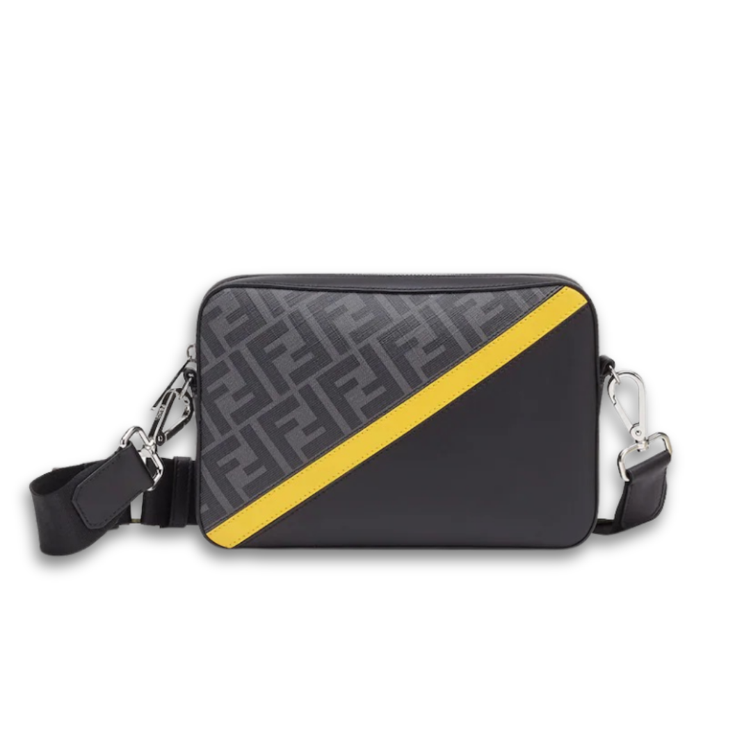 Messenger Bag Negro Monograma Amarillo