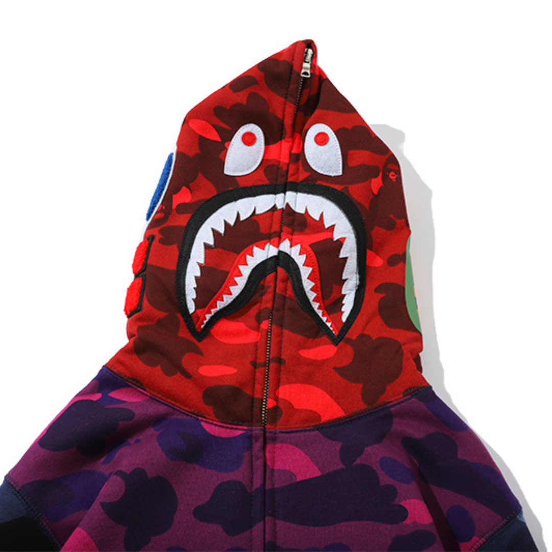 Bape Zip Hoodie Camo Rojo Shark
