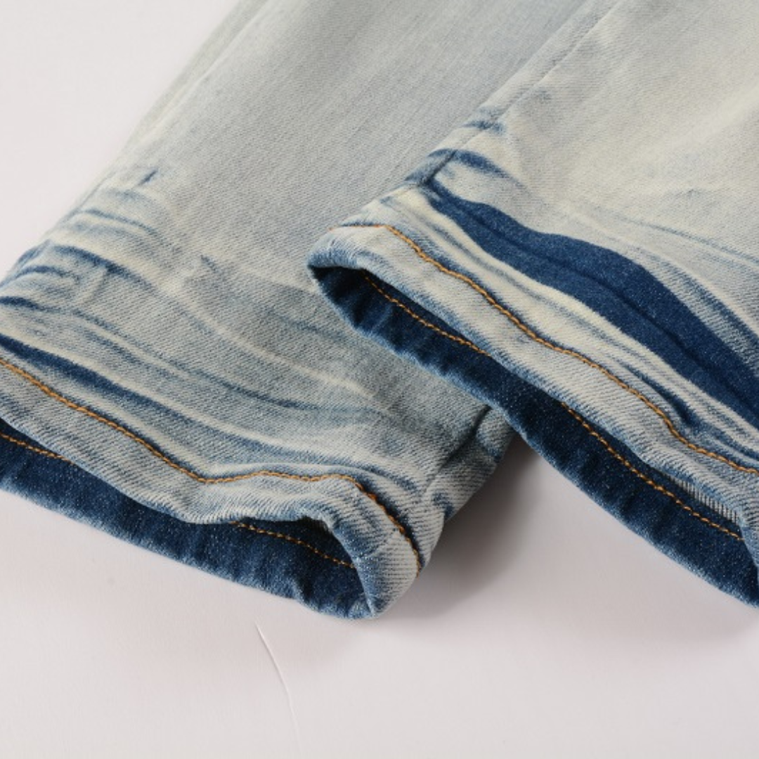 Amr Blue Distressed Jeans Azul