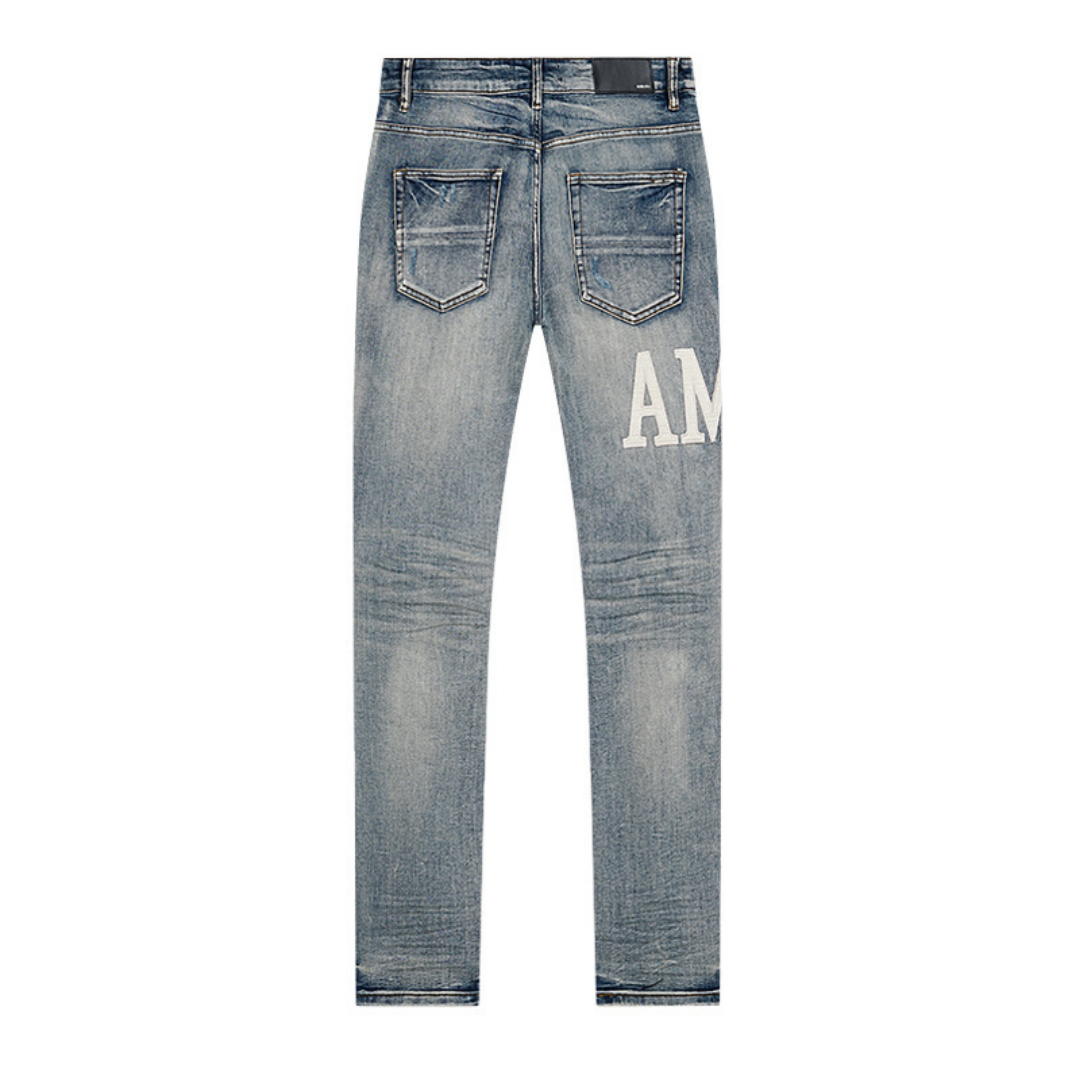 Amr White Logo Jeans Blanco 2