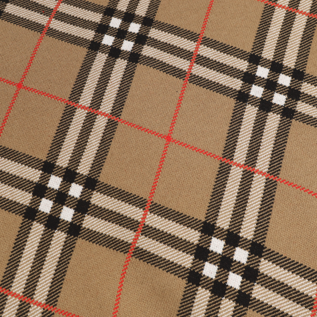 Monogram Sweater Tartan Beige Blanco