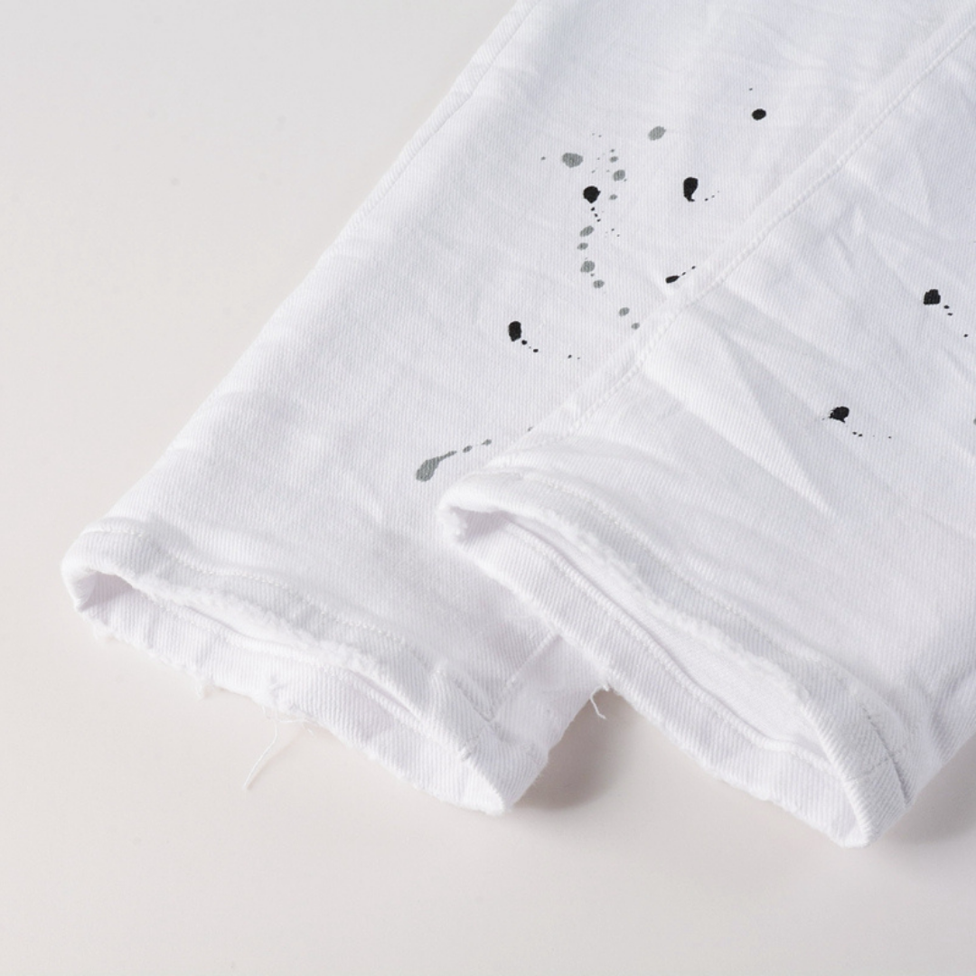 Purple White Paint Jeans